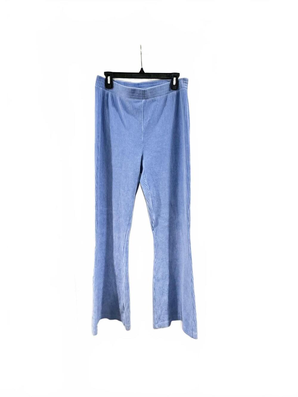 Aerie Groove On Sky Blue Velour Ribbed High Waisted Flare Pants Large - Picture 6 of 9